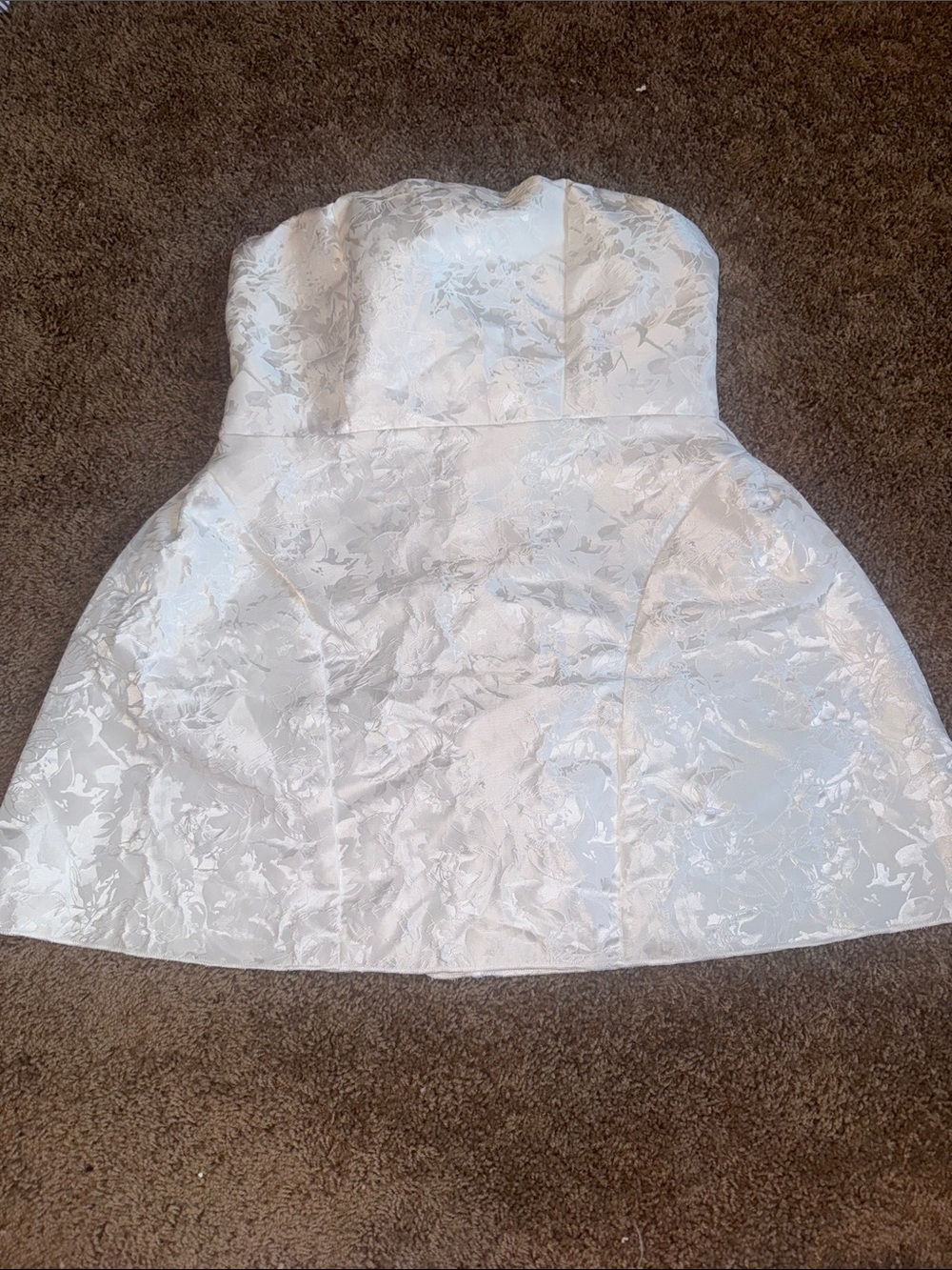 Strapless white floral dress